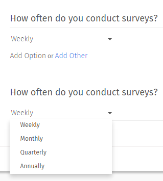 Drop Down Menu Multiple Choice Questions